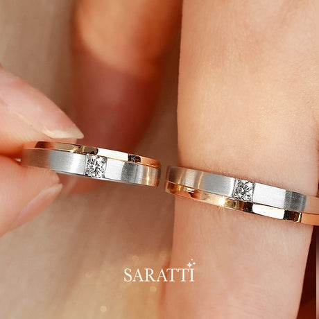 Two-tone Diamond Wedding Set 18K Gold | Saratti