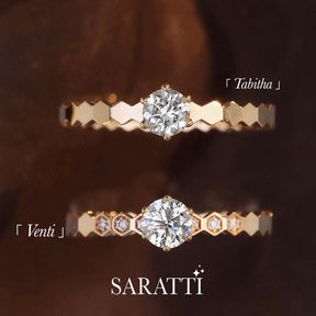 Honeycomb inspired natural diamond engagement rings | Saratti 
