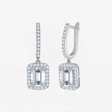 Emerald Cut Diamond Halo Drop Earrings | Saratti Jewelry