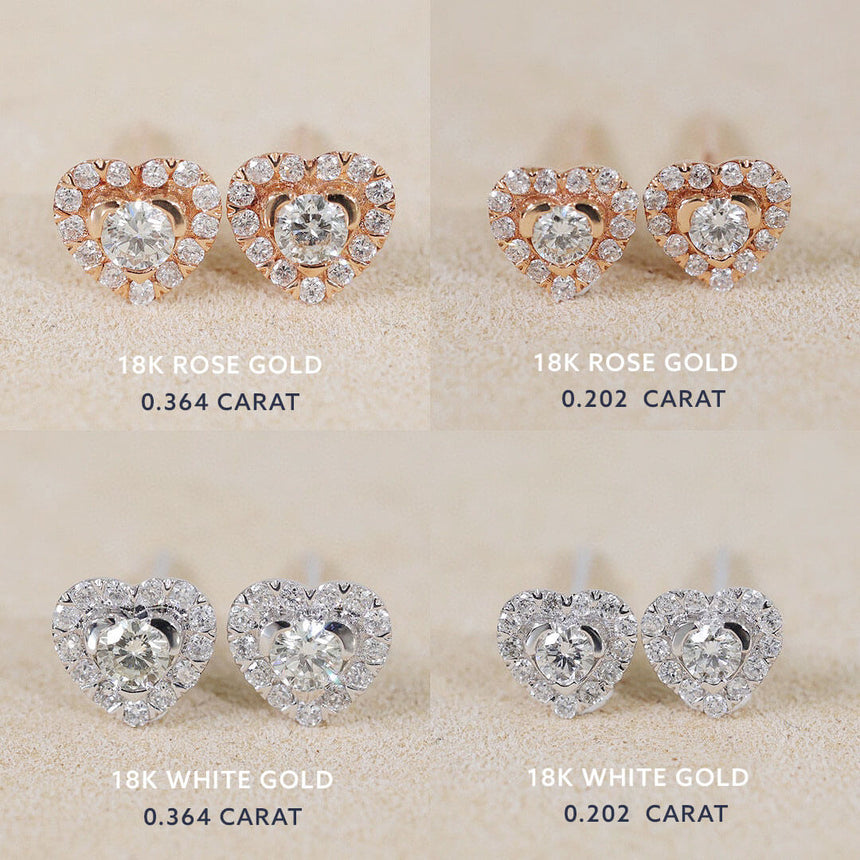 Pave Set Tiny Diamond Halo Stud Earrings  | Saratti | Custom High and Fine Jewelry