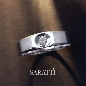 Prong Set Art Deco Dome Diamond Ring for Men | Saratti 