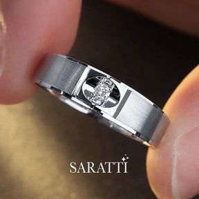 Top view of the Mandorla Diamond Solitaire Ring for Men | Saratti 