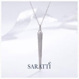 Diamond-Bedecked Silver Spire Spike Charm Pendant  Necklace | Saratti 