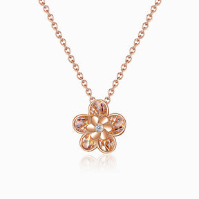Rose Gold Floral Small Diamond Necklace | Saratti 