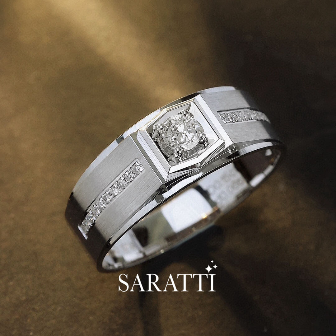 White Gold  Animus Meraki Diamond Ring for Men | Saratti 