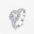 Split-shank band with pavé-set diamonds and double halo design | Saratti