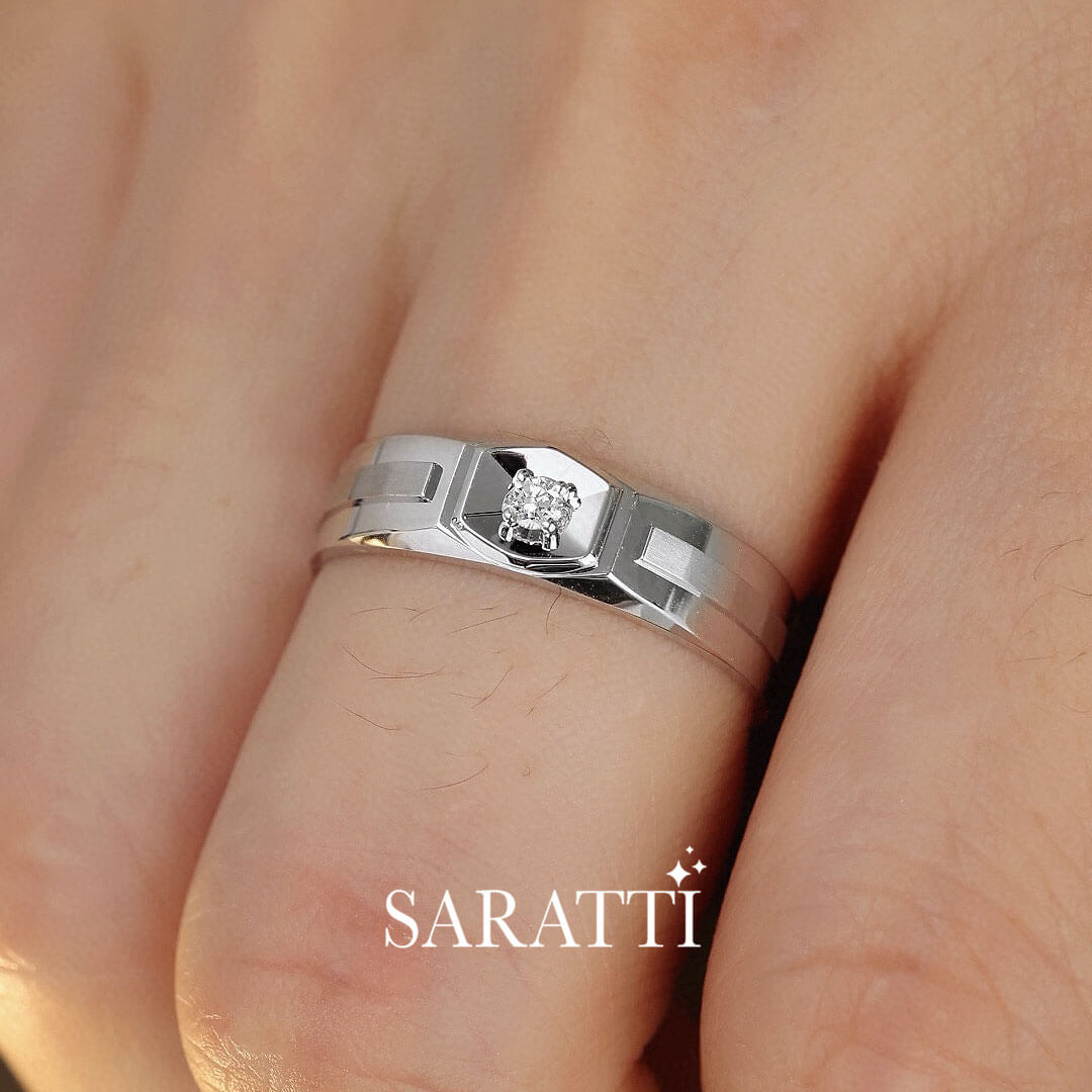 Model Wears Six Paths Diamond  Ring for Men | Saratti 