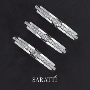 Three 18K White Gold Channel Set Natural Diamond Eternity Wedding Bands | Saratti