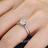 Classic Round Diamond Engagement Ring in 18K White Gold | Saratti Jewelry