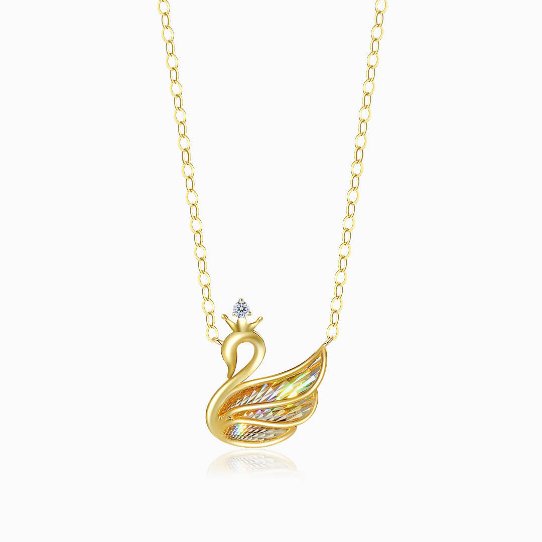 Yellow Golden Swan Diamond Drop Necklace  | Saratti