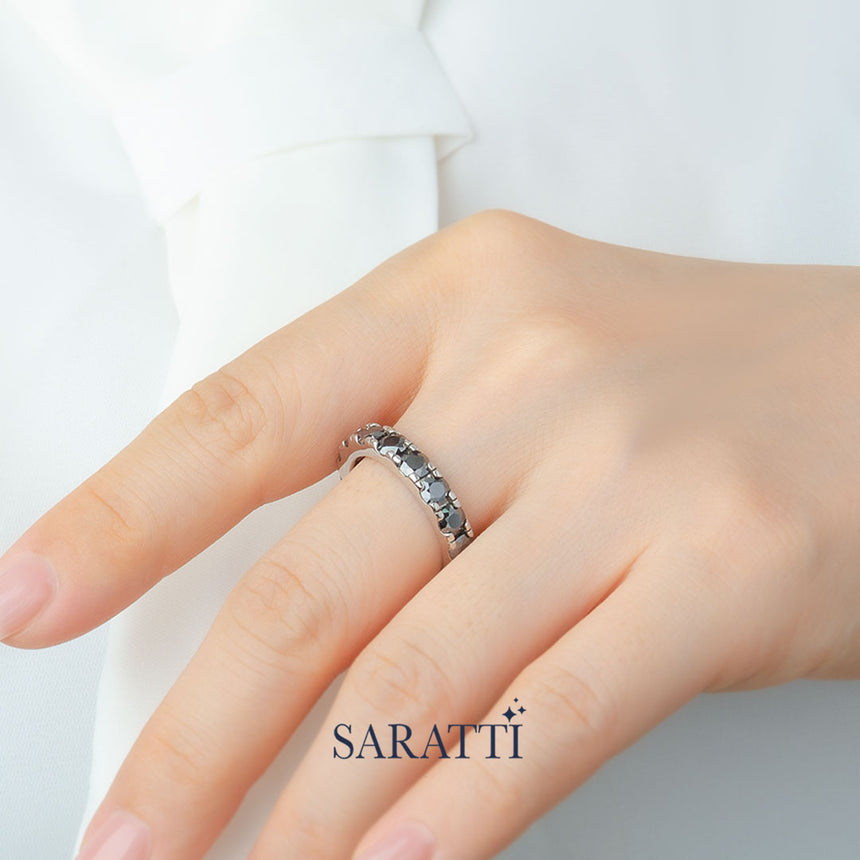 Real Black Diamond Wedding Band For Women | Saratti