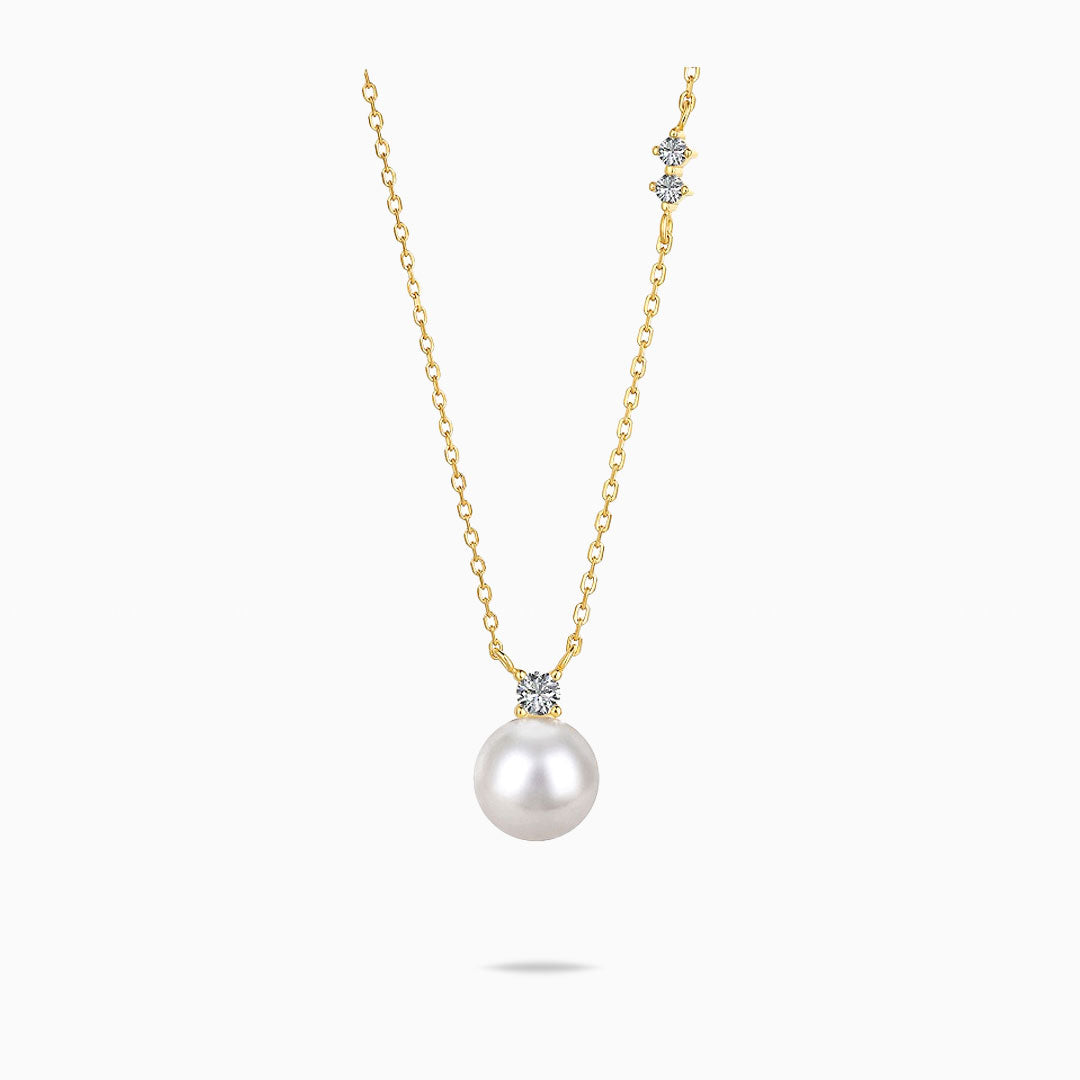 Akoya Pearl and Diamond Gold Necklace | Modern Gem Jewelry