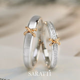Diamond Crossover Wedding Bands in Two Tone Design | 18K Rose and White Gold | Saratti
