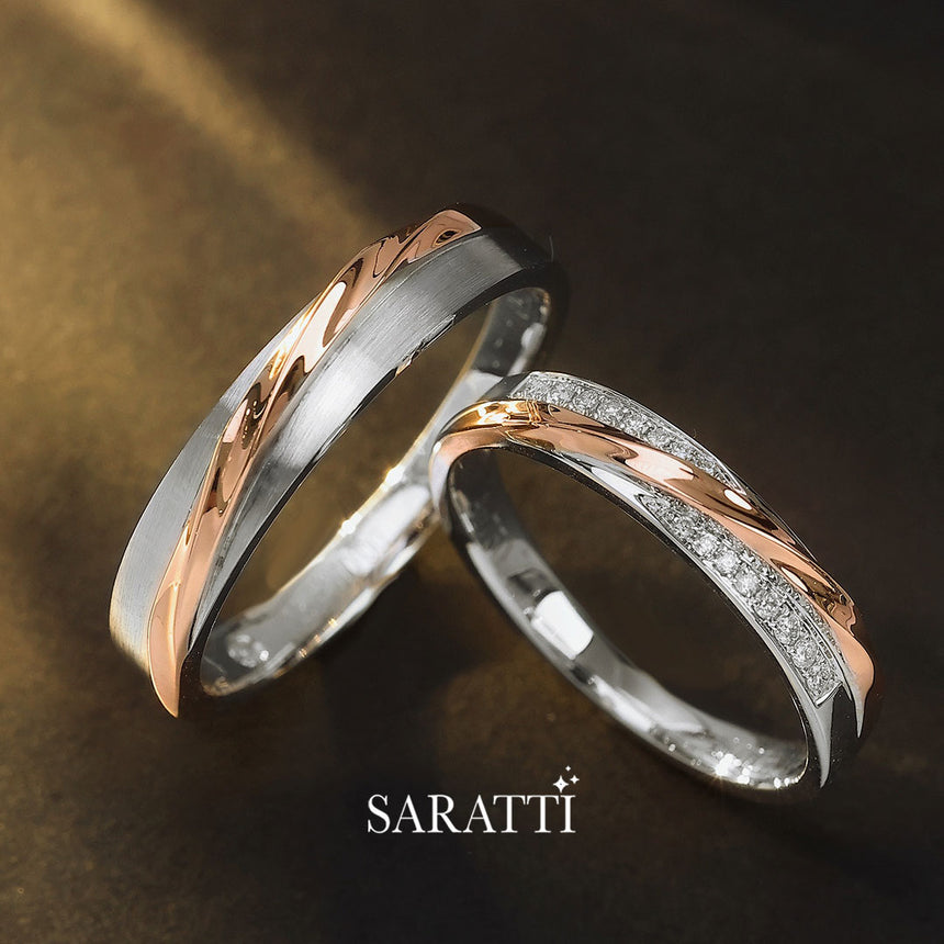 Diamond Weave Wedding Band Duo | Saratti