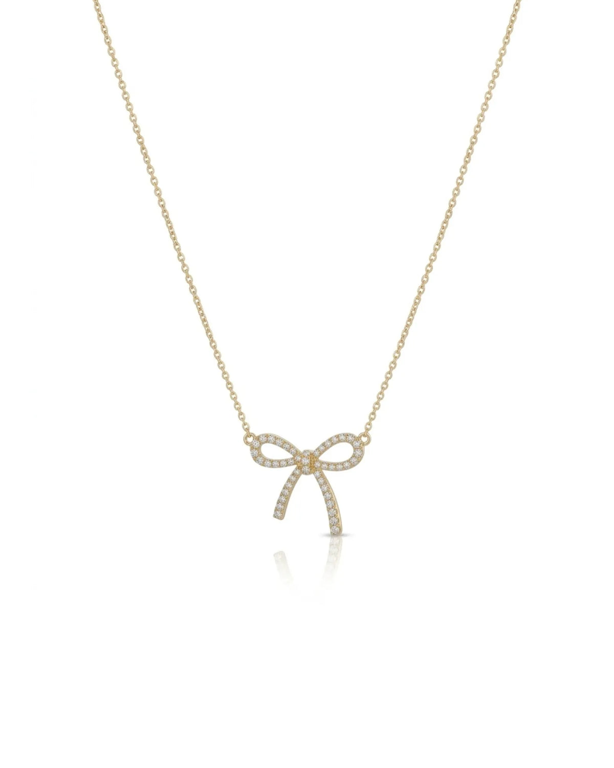 Diamond bow necklace in 18K gold - SARATTI