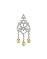 Diamond tassel necklace featuring three pear-shaped yellow diamond drops in 18K white gold - SARATTI