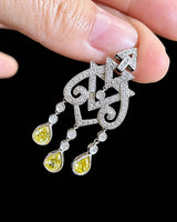 Diamond tassel pendant in 18K white gold for elegant occasion wear and statement jewellery styling - SARATTI