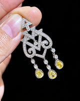 Diamond tassel pendant in 18K white gold for elegant occasion wear and statement jewellery styling | SARATTI