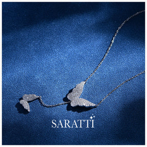 Spotlight Shot of the Silver Monarch Memories Pendant Necklace | Saratti 