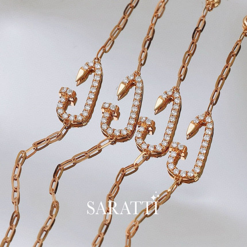 Rose Gold Clou Courbé Diamond Bracelet for Women | Saratti 