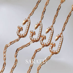 Rose Gold Clou Courbé Diamond Bracelet for Women | Saratti 