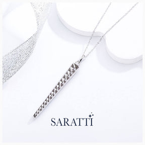 Side View Perspective The Silver Spire Spike Charm Pendant  Necklace | Saratti