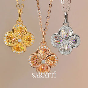 All three 18K Gold versions of the Moulinet Doré Sparkling Diamond Drop Necklace | Saratti