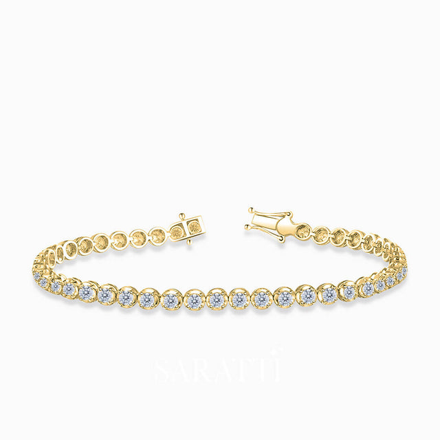 Yellow Gold Mandala Rex Diamond Tennis Bracelet  | Saratti 