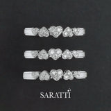 Three White Gold Five Heart Diamond Eternity Wedding Bands stacked  | Saratti 