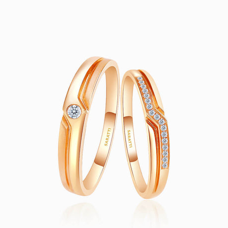 18K Rose Gold Channel Set Diamond Band Wedding Set | Saratti