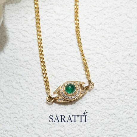 Yellow Gold Anima Hera Emerald Pendant Necklace | Saratti Fine Jewelry 