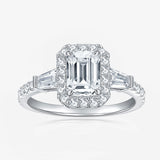 Victoria – Celestial Stairway Natural Emerald-Cut Diamond Halo Ring