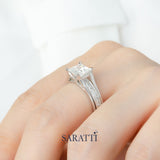 Natural Diamond Princess Cut Diamond  Engagment Ring in Platinum | Saratti