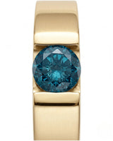 Distinctive blue diamond wedding band for men crafted in polished 18K yellow gold | SARATTI