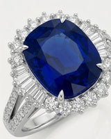 Distinctive white gold sapphire engagement ring created for an unforgettable proposal and lifelong celebration | SARATTI