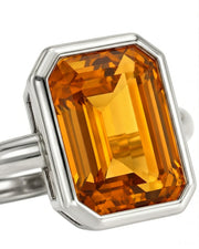 Double halo Imperial Topaz setting only ring in platinum | SARATTI
