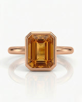 Double halo Imperial Topaz setting only ring in rose gold - SARATTI