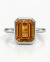 Double halo Imperial Topaz setting only ring in white gold - SARATTI