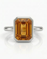 Double halo Imperial Topaz setting only ring in white gold - SARATTI