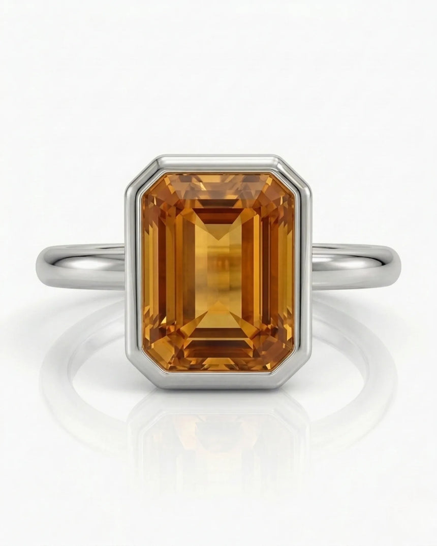 Double halo Imperial Topaz setting only ring in white gold - SARATTI