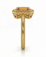 Double halo Imperial Topaz setting only ring in yellow gold - SARATTI