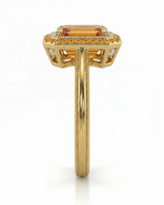 Double halo Imperial Topaz setting only ring in yellow gold - SARATTI