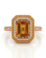 Double halo Imperial Topaz setting only ring rose gold | SARATTI