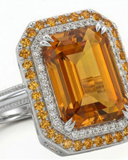 Double halo Imperial Topaz setting only ring white gold | SARATTI