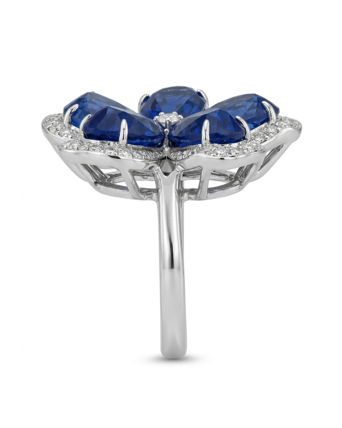 ELARA — Sapphire Bloom Diamond Flower Ring