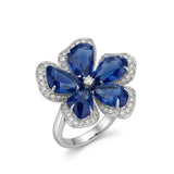 ELARA — Sapphire Bloom Diamond Flower Ring