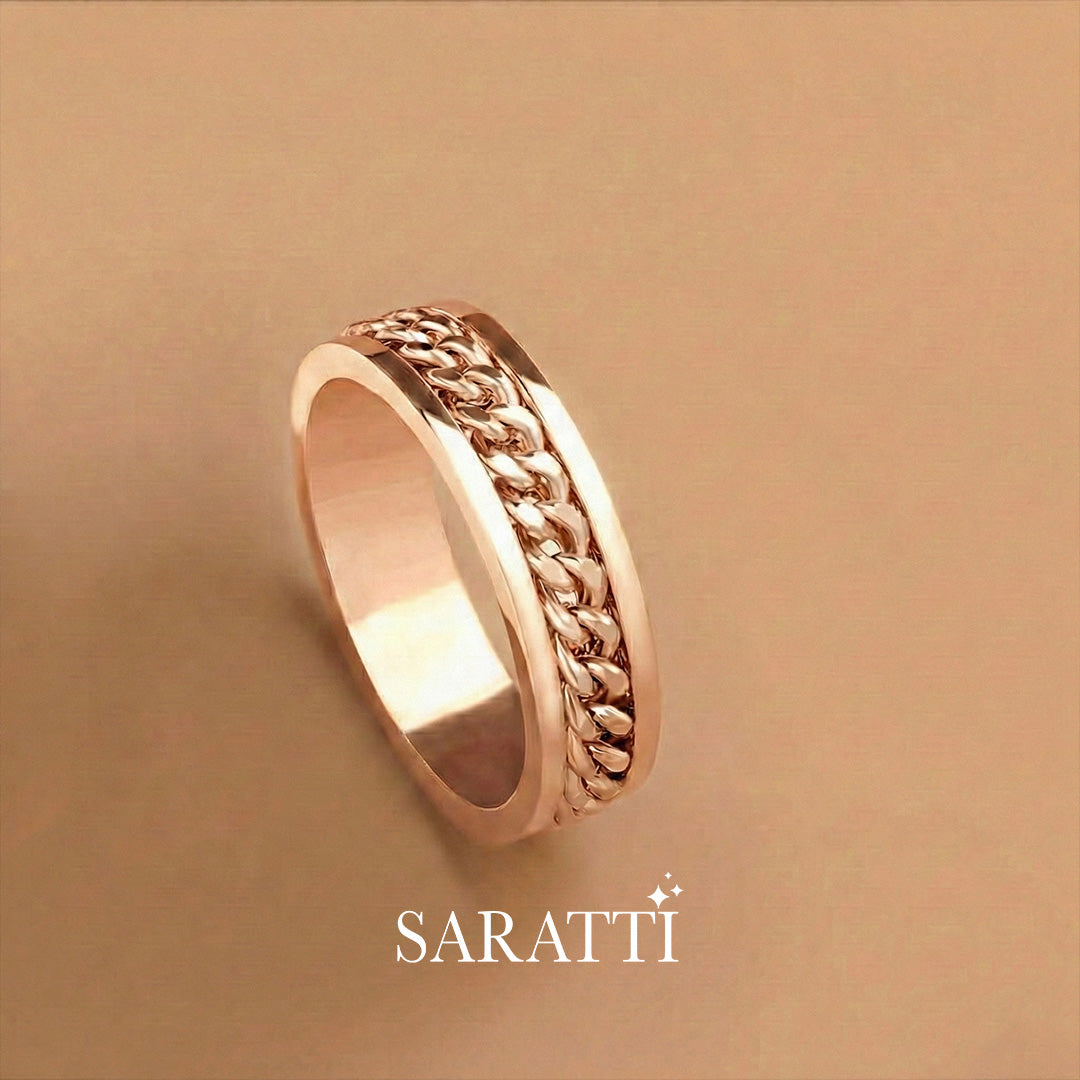 El cubano amarillo cuban link ring 6mm rose gold | SARATTI