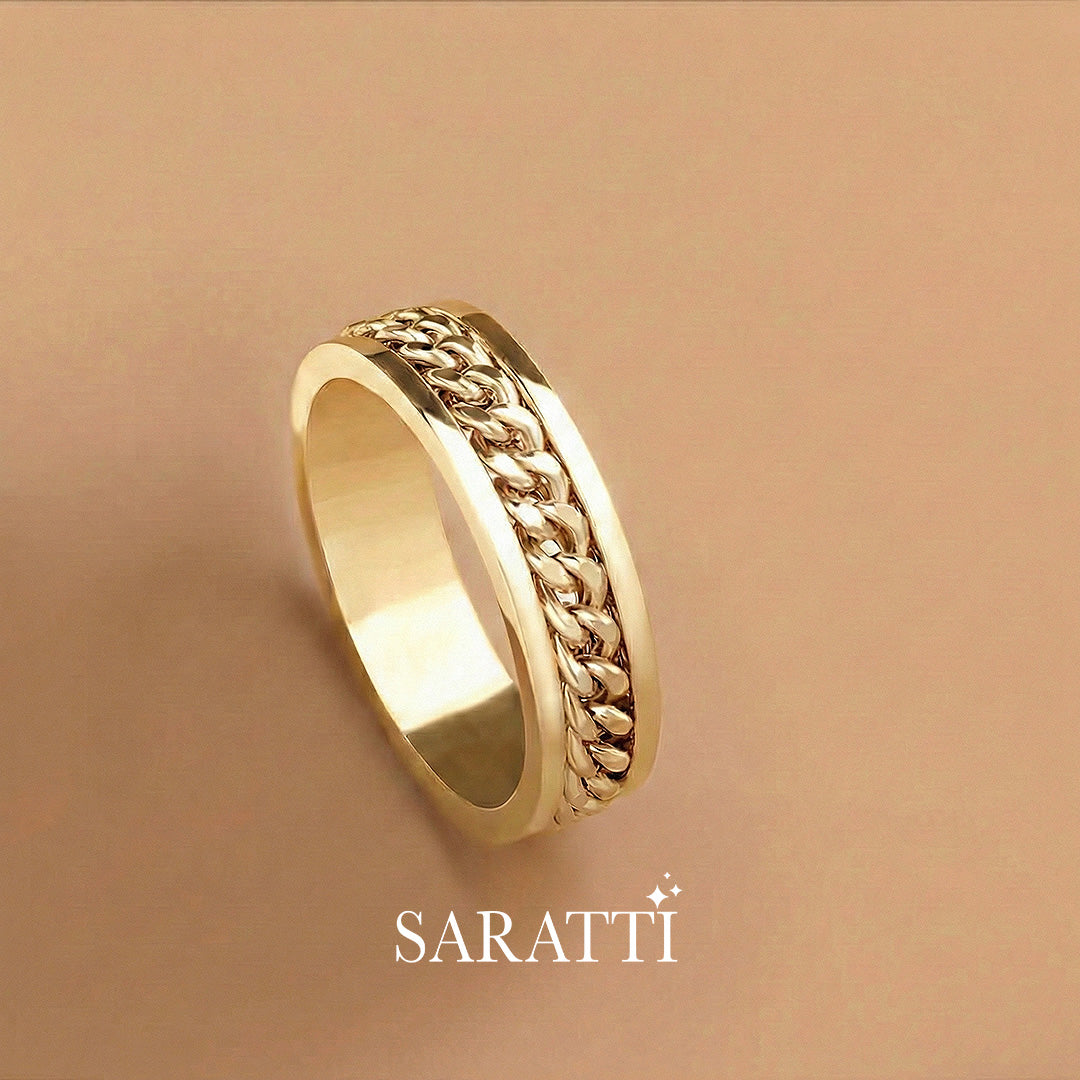 El cubano amarillo cuban link ring 6mm yellow gold | SARATTI