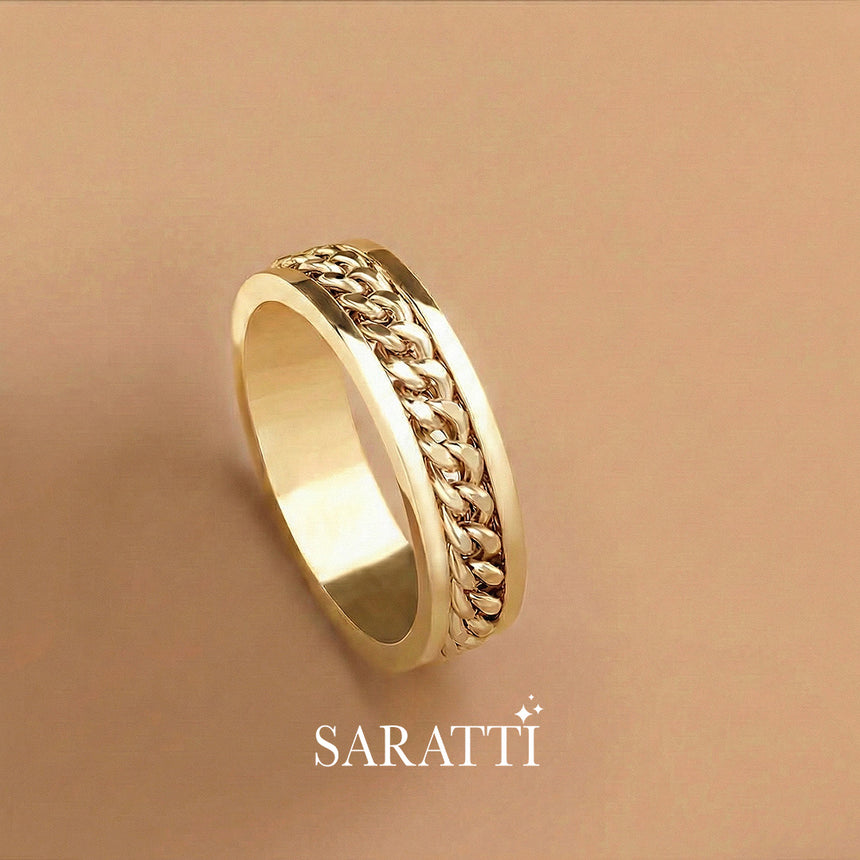 El cubano amarillo cuban link ring 6mm yellow gold | SARATTI