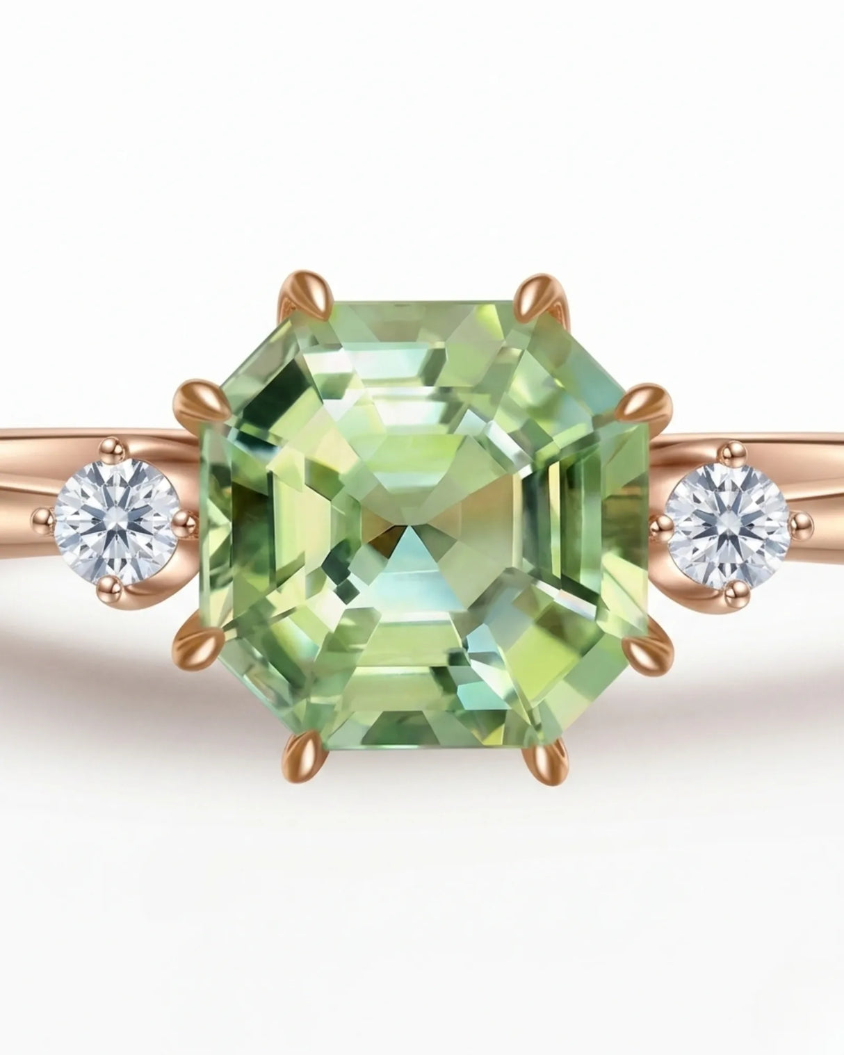 Electric Dreams three stone tourmaline ring with round diamonds in 18K rose gold | SARATTI